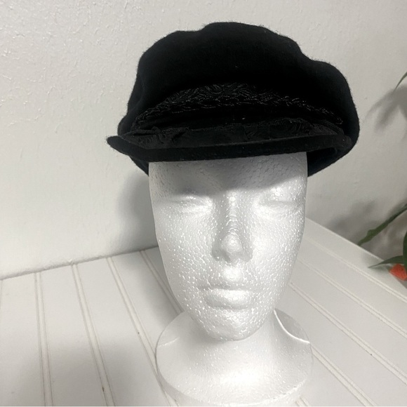 Vintage Greek Fishermans Cap Hat Made in Greece Size M-(71/8) Black Wool 85% main image 4